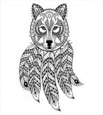 Native America Wolf Head