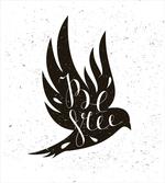 Be Free Text on Flying Bird