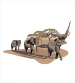 Elephants on Savannah artwork