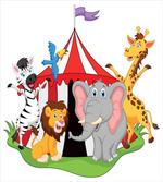 Circus Tent Giraffe Mime