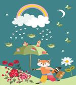 Forest Animal Hearts Flowers