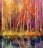 Autumn Trees by Lake