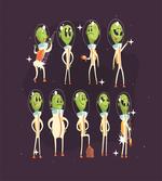 Little Green Ufo in Suits