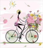 Girl Riding Bike Flowers