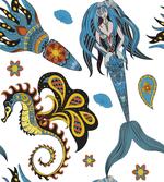 Mermaid and Sea Horse artwork