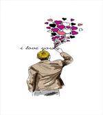 Man Writing Hearts artwork