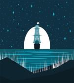 Moonlight on Water Ship