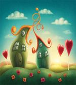 Heart Shaped Trees Red