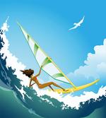 Woman Sailing in Wave
