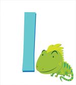 Cartoon Letter I and Animal