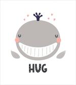 Cheerful Whale Hug Lettering