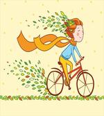 Girl Bike Autumn Leaves