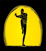Karate Pose Man on Moon