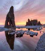 Sunset Sea Stacks Beach