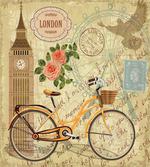 Stamp Big Ben and Bicycle