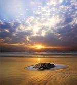 Sunbeams Cloudy Sky Sea