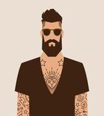 Tattooed Hipster Cartoon
