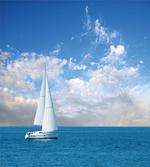Modern Sail Boat on Sea