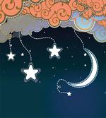 Clouds Stars and Moon