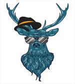 Teal Hipster Antler Print