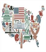 Travel Landmarks USA Flag