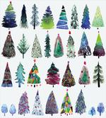 Watercolor Fir Trees