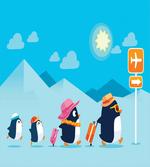 Funny Penguin Family Trip