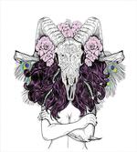 Deer Skull with Roses