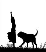 Little Girl Walking a Dog