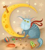 Cat Mouse Crescent Moon