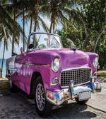 Cabriolet Parked on Beach