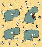 Comic Hippo Floral Grungy artwork