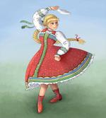 Slavic Girl Dancing Drawing