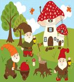 Elves Working in the Garden