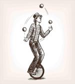 Juggler Clown on Wheel