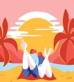 Summer Cartoon Young Couple