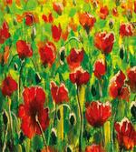 Poppies on Green Grass