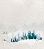 Watercolor Art Pine Trees
