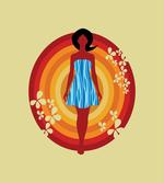 Woman Blue Dress Circles