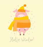 Hello Winter Typography Animal