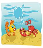 Fish Crab Cartoon