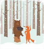 Bear with Accordion Fox
