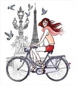 Woman on Bike Eiffel