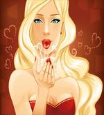 Young Blonde Woman Kisses