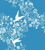 Flowers Flying Doves Asian