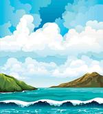 Waves Islands Blue Sky artwork