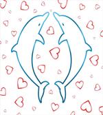 Cartoon Dolphins Love