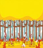 Riding Bicycles in Woodland