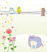 Bird Cat Flowers artwork