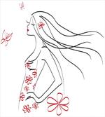 Girl Flowers Butterfly